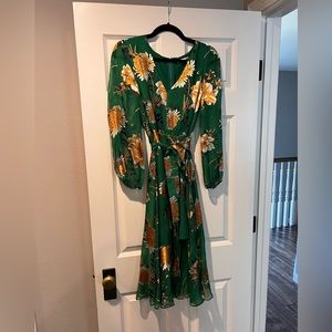 Alice + Olivia green floral dress